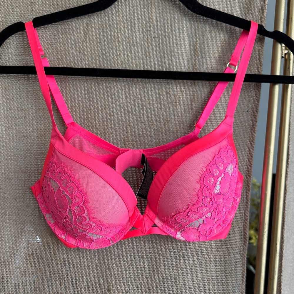 Victoria’s Secret Hot Pink Lace Push Up Bra  34 C